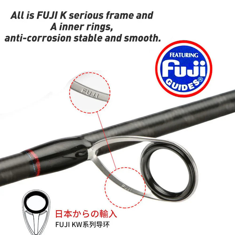 Inshore Squid Fishing Rod 2.59m Carbon Fast Action Rod Black