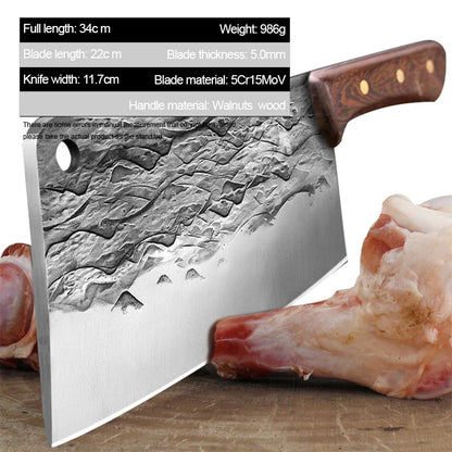 1KG Handmade Forged Chopping Knife 5mm Thick Bone Cleaver Black