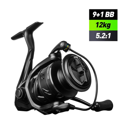 5000 Series Graphite Spinning Reel Left/Right Handed Black