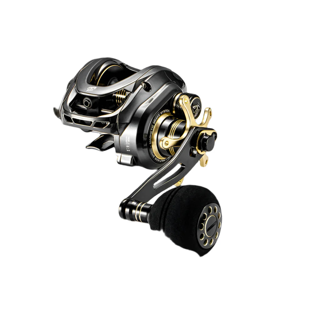 Right-Handed Fishing Reel 10BB Power Handle Deep Spool Black