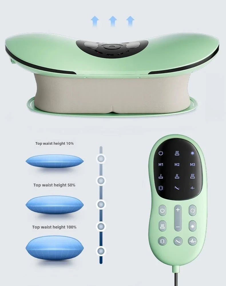 Rechargeable Electric Lumbar Traction Massager Adjustable Vibration Green
