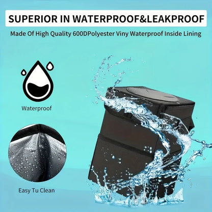 Car Trash Can with Lid Storage Pockets 100% Leak Proof Black