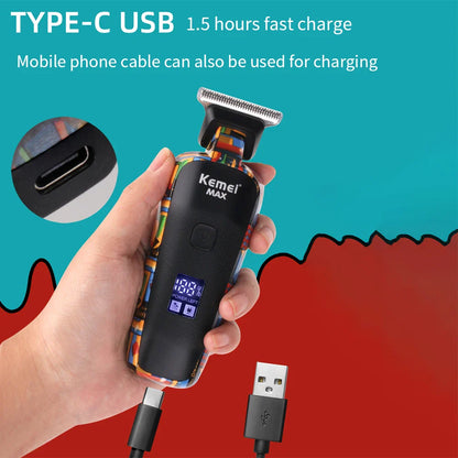 Hair Trimmer for Men 0mm T-Blade Electric Clipper Beard Razor Black