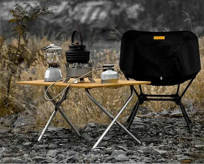 Portable Outdoor Bamboo Folding Table 2-Fold Camping Desk Brown