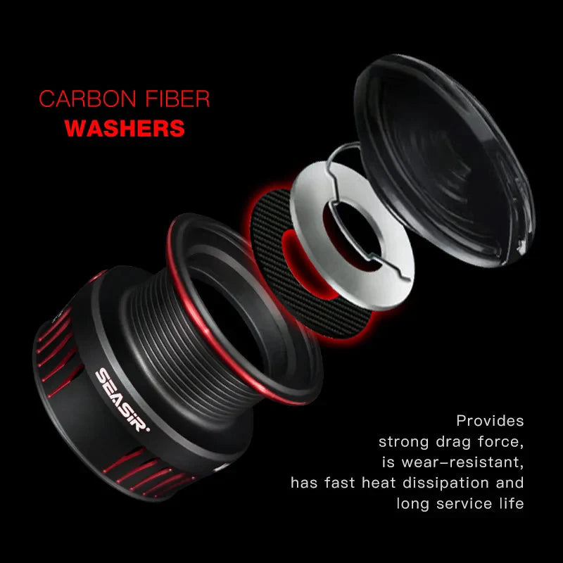 Ultralight Carbon Fiber Spinning Reel 9kg Max Drag Black