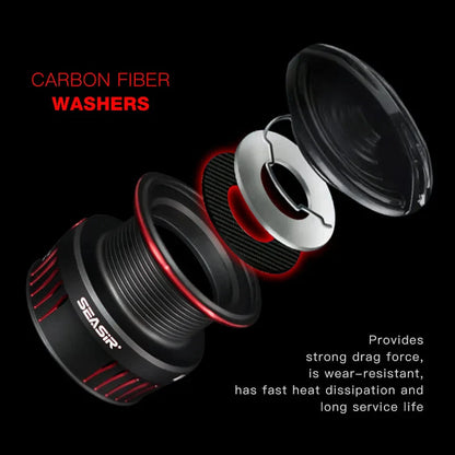 Ultralight Carbon Fiber Spinning Reel 9kg Max Drag Black