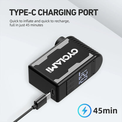 Bike Pump 120 PSI Cordless Air Inflator with Presta Schrader Black