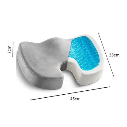 Gel Memory Foam Cushion Non-Slip Coccyx Support Pad Grey