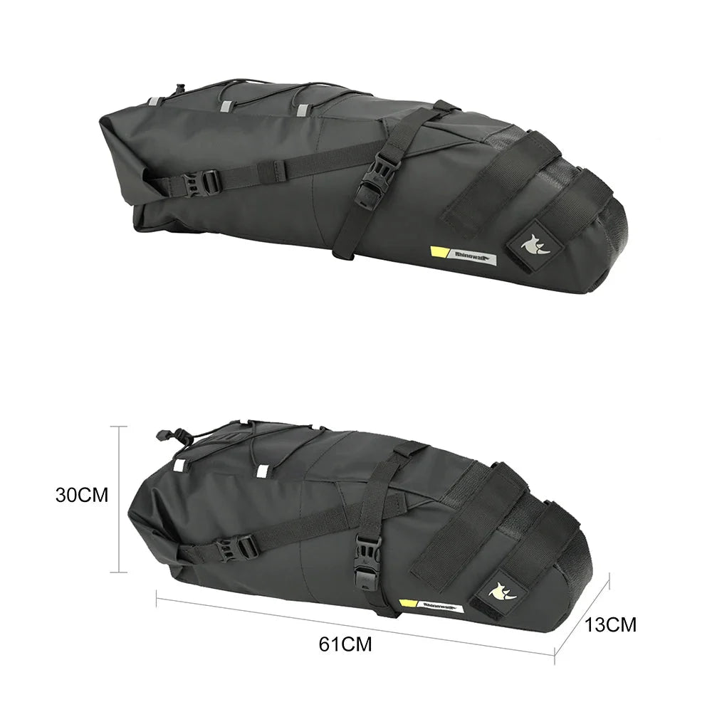 Waterproof 10L Bike Saddle Bag Foldable Rear Pannier Black