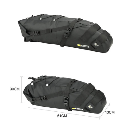 Waterproof 10L Bike Saddle Bag Foldable Rear Pannier Black