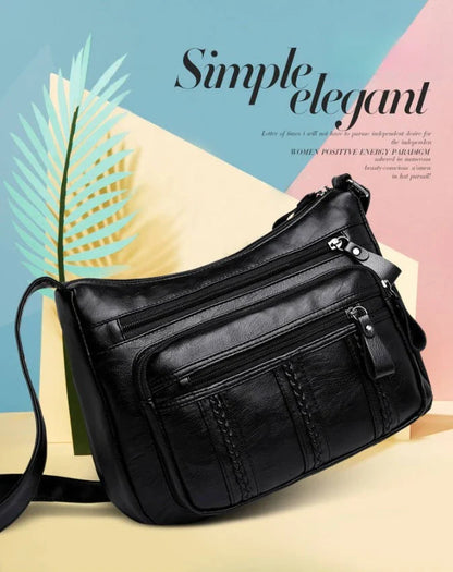 Women's Shoulder Crossbody Bag with Multilayered Soft Leather