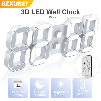 Modern 3D LED Wall Clock with Remote Control