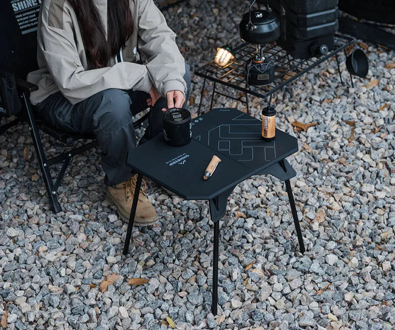 Ultralight Dual-Purpose Camping Adjustable Folding ABS Table Blac