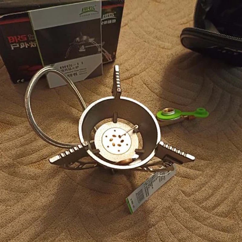 Windproof Camping Gas Stove with Piezo Ignition Grey