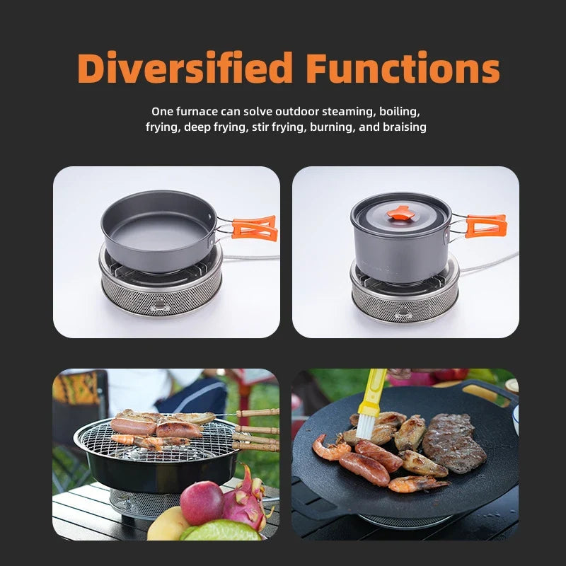 4000W Camping Gas Stove Foldable High-Power Windproof Silver