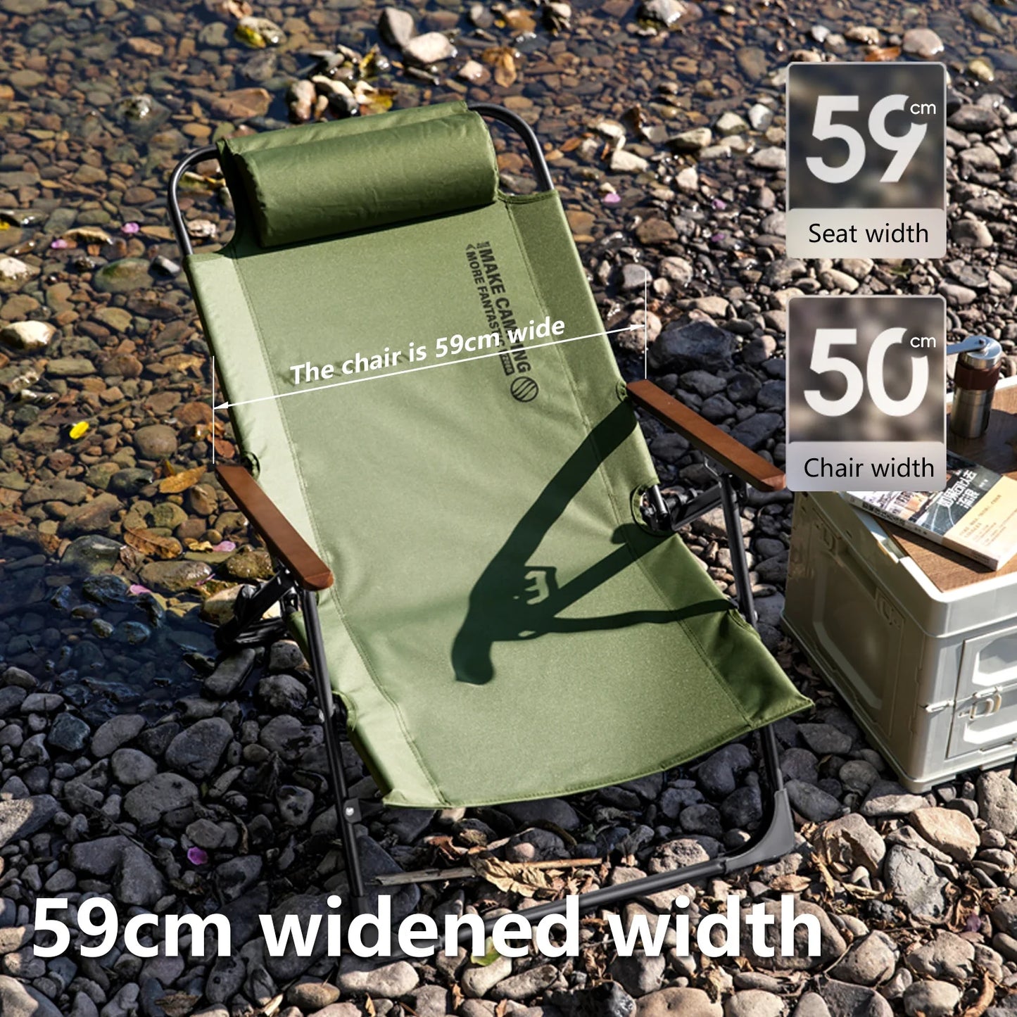 Camping Folding Chair with Detachable Pillow Green