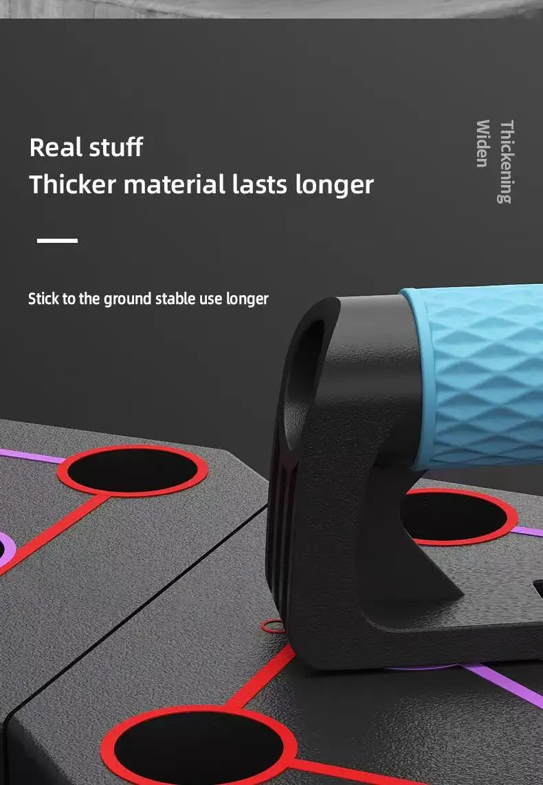 Folding Push-Up Board with Resistance Bands Black