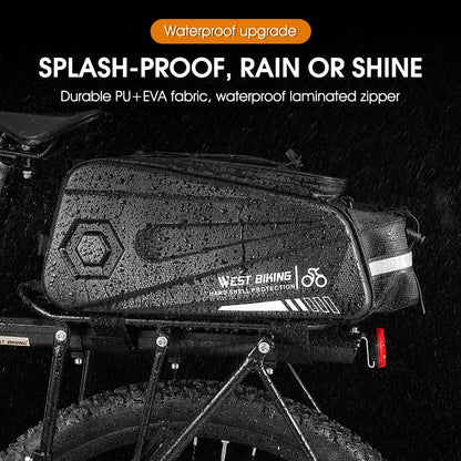 8.6L Hard Shell Waterproof Bicycle Trunk Bag Black