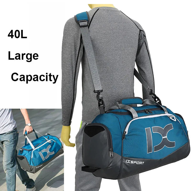 40L Gym Travel Duffel Bag Wet-Dry Separation Blue