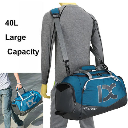 40L Gym Travel Duffel Bag Wet-Dry Separation Blue
