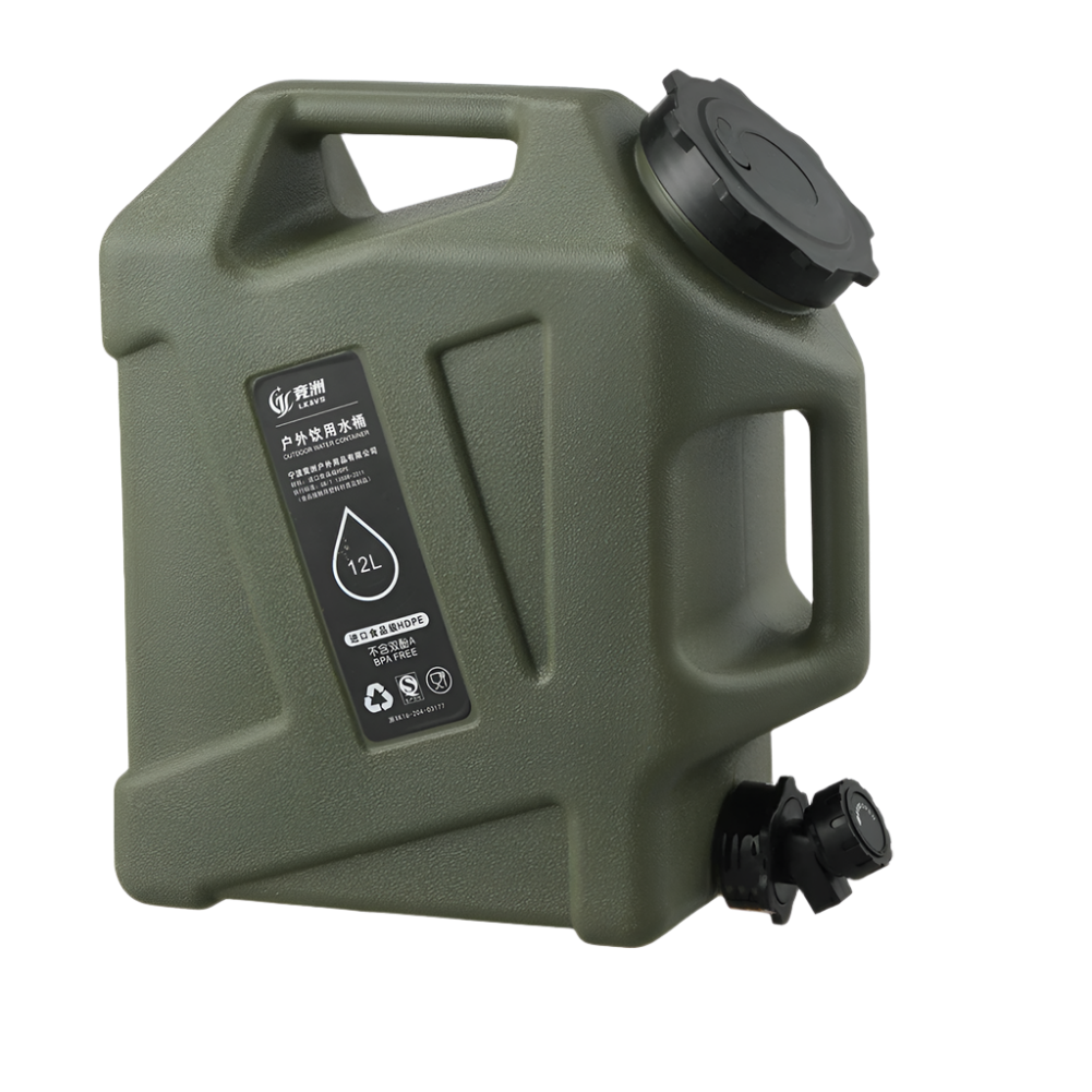 12L Camping Water Container Portable Water Tank with Faucet Green