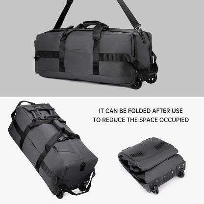 Roller Travel Duffel Bag with Fixed Casters Grey