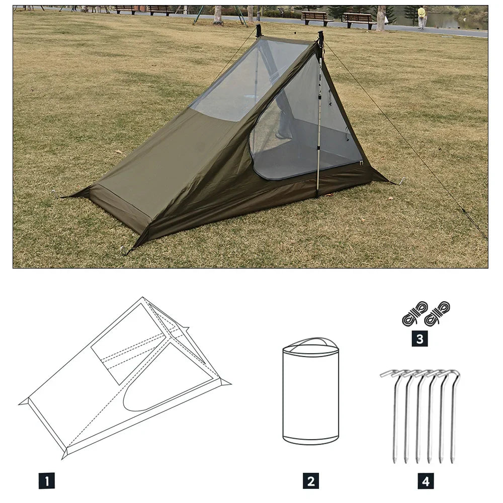 Airy 1 Mesh Tent Backpacking Shelter with Dual Doors Green