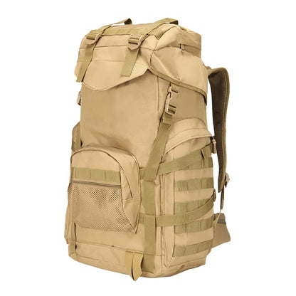 60L Tactical Camping Backpack Waterproof Khaki