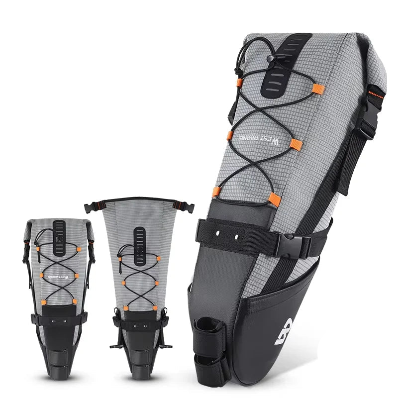 Waterproof 10L Reflective Bike Saddle Bag Gray