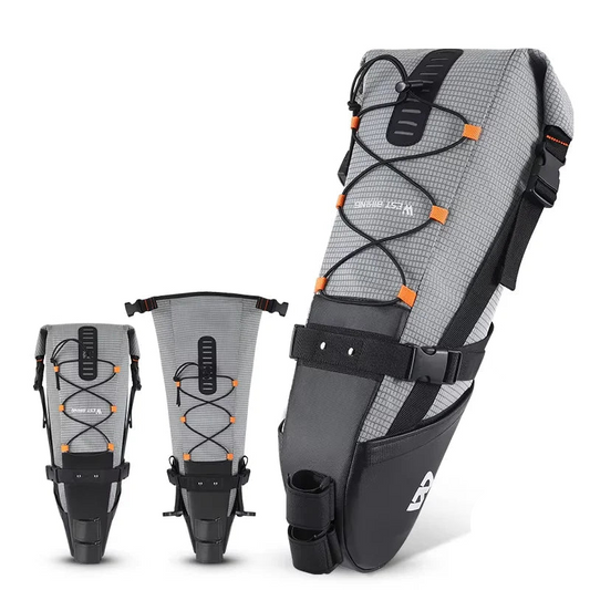 Waterproof 10L Reflective Bike Saddle Bag Gray