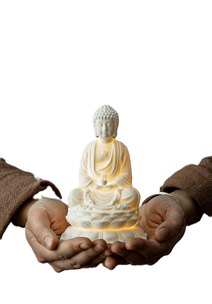 Ceramic Buddha LED Lamp: Tranquil Dhyana Sculpture