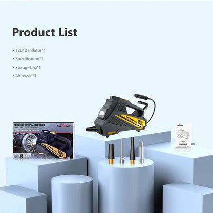 Corded Portable Car Air Pump 12V 150PSI Electric Tire Inflator with LED Yellow