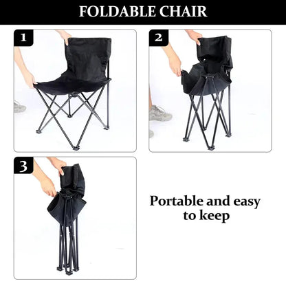 Foldable Camping Chair with Side Pocket Black