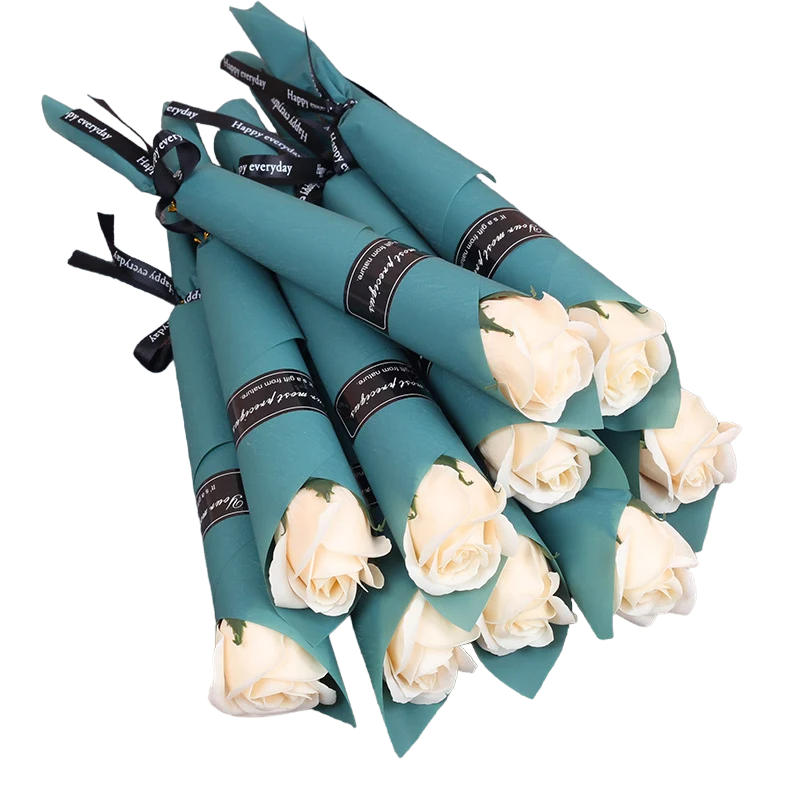 Elegant 20-Piece Soap Rose Artificial Flowers Set - Rose Champagne Color