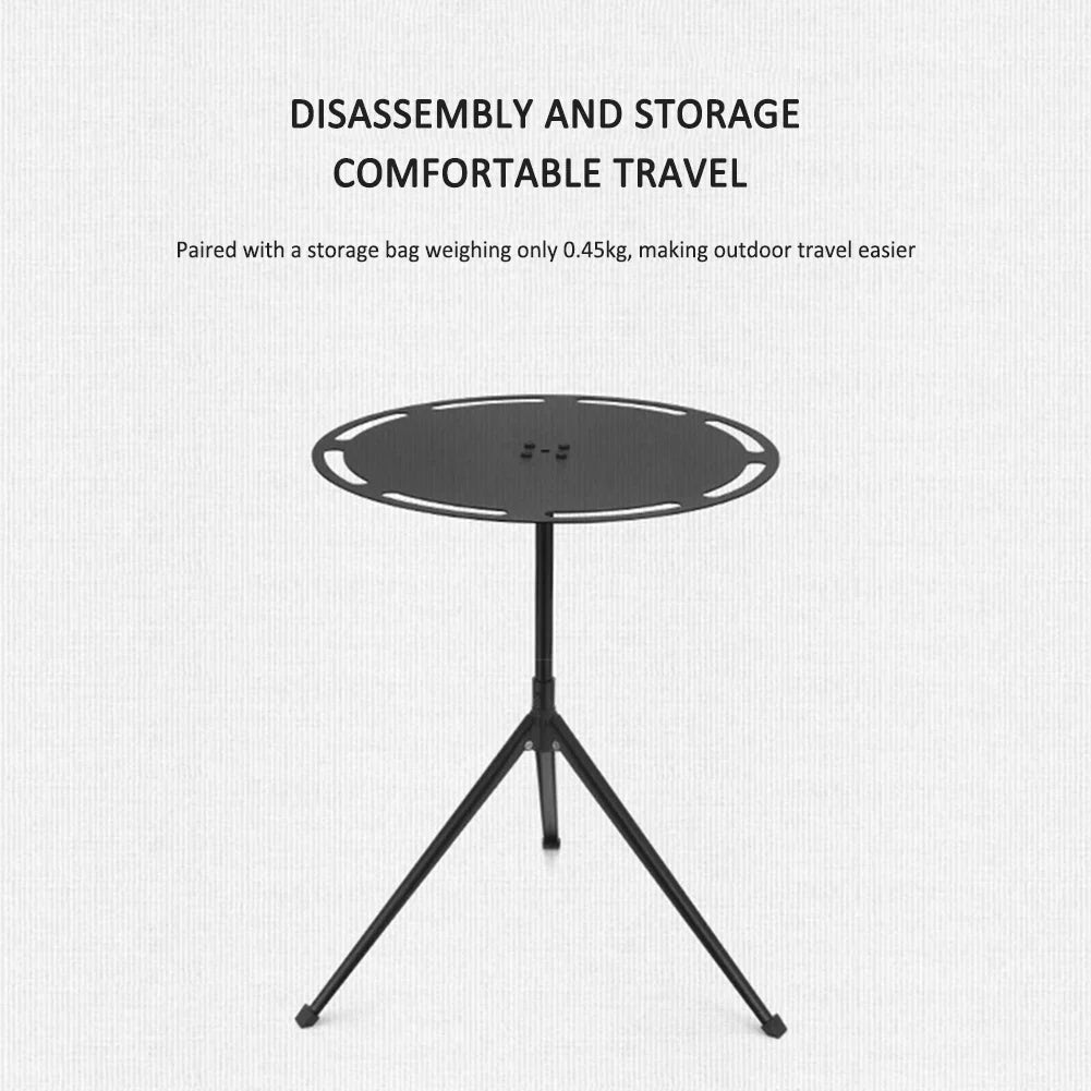 Round Aluminum Alloy Camping Table with Tripod and Storage Bag