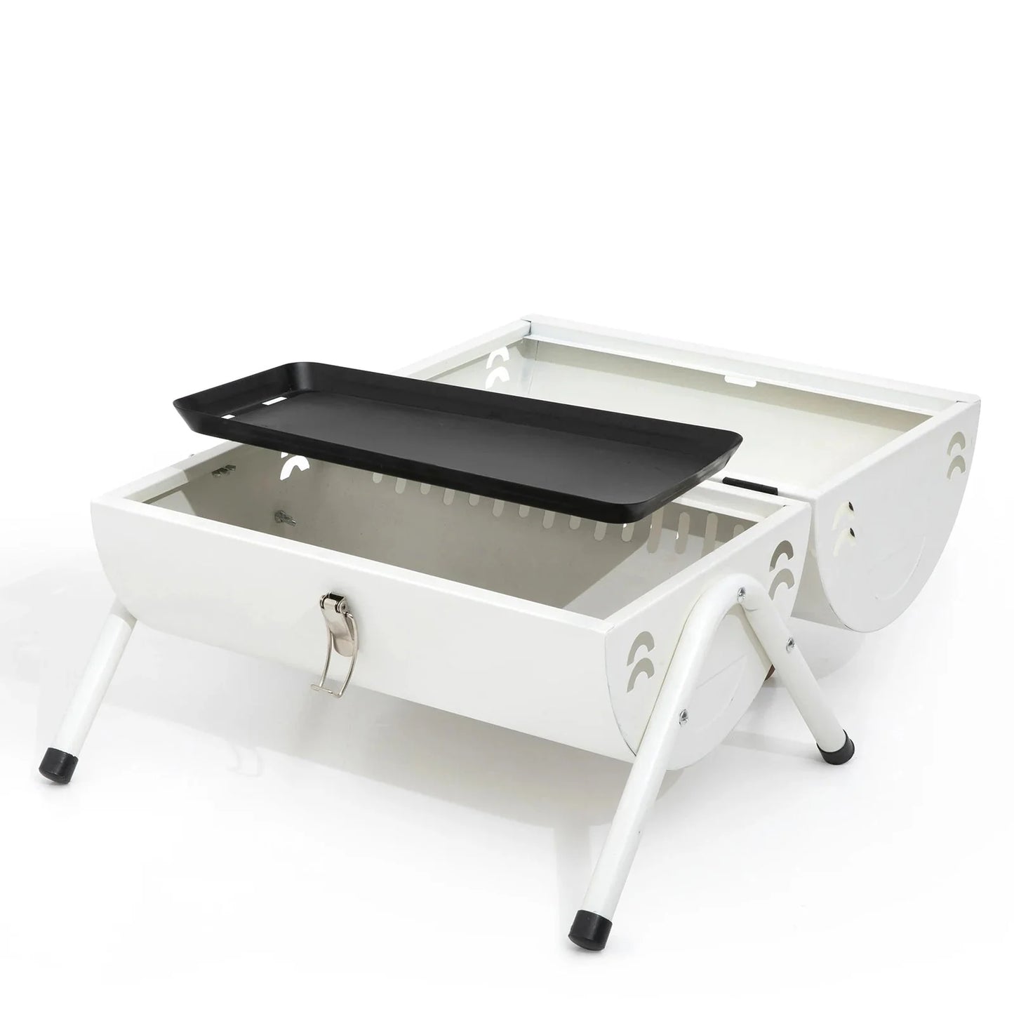 Dual-Side Portable Charcoal BBQ Grill Camping Stove White