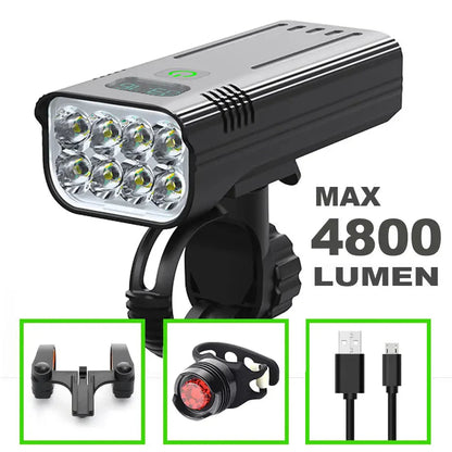 4800 Lumen USB Bike Light Set Black
