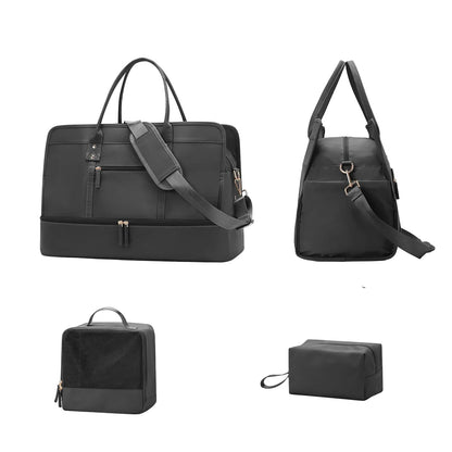 Luggage Travel Bag with Clothes and Toiletry Bag (Black)