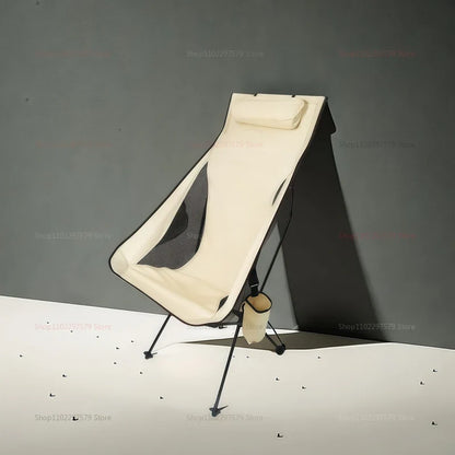 Camping Chair with Headrest Beige