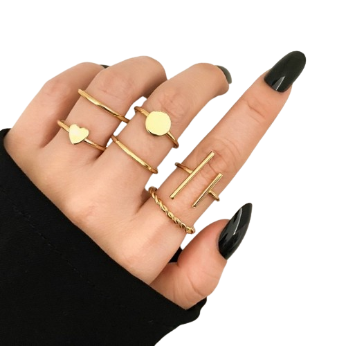 Bohemian Geometric Rings Set For Women Vintage Star Moon Flower Knuckle Finger Ring Women Girl Fashion Jewelry Gift