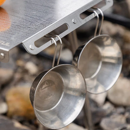 Folding Stainless Steel Camping Table Heat-Resistant Silver