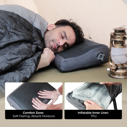 Ergonomic Inflatable Camping Air Pillow Grey