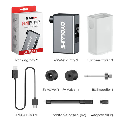 Bike Pump 50 PSI Rechargeable Tire Inflator with Schrader Silver