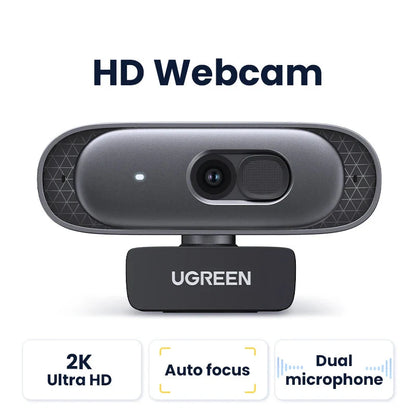 2K USB Webcam HD Mini Web Camera with Autofocus Black