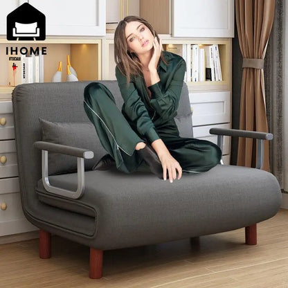 65CM Grey Simple Folding Sofa Bed - Easy Assembly & Durable Comfort