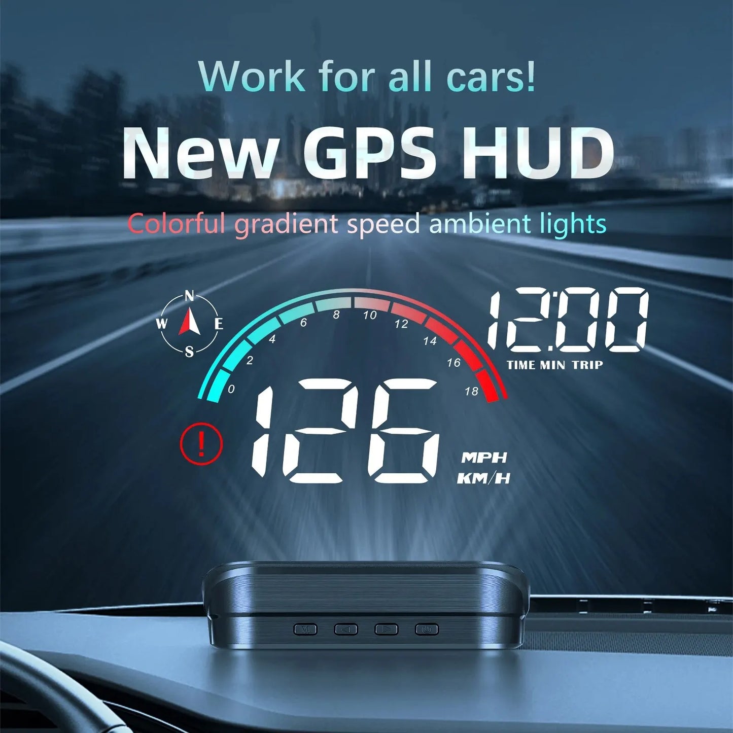 M22 GPS Head-Up Display Universal Speedometer Windshield Projector Black