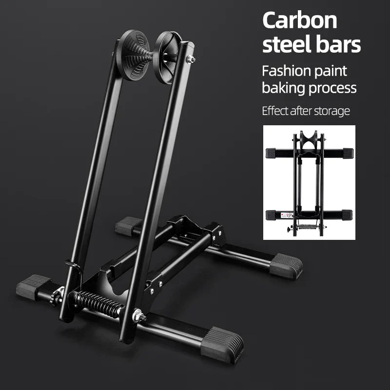 Foldable Indoor Bicycle Parking Rack Carbon Steel Floor Stand Black