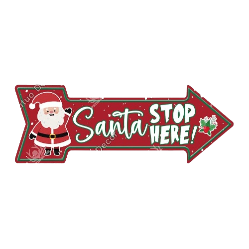 Putuo Decor Happy Christmas Vintage Metal Tin Arrow Sign - 7.8 x 11.8 In