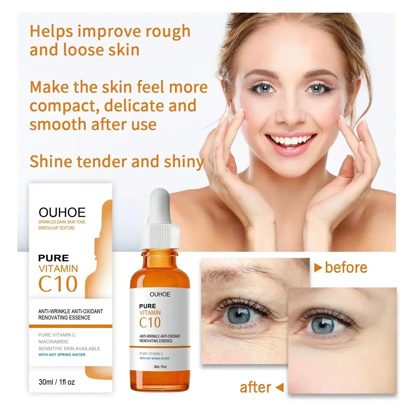 Wrinkle Remover Face Serum - Lifting, Firming, Anti-Aging Essence with Vitamin C