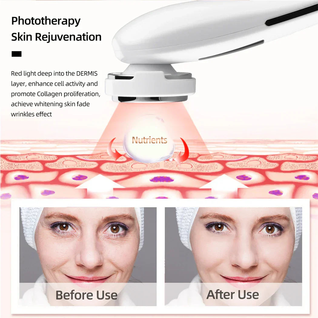 Ultrasonic Skin Scrubber, EMS Massager, LED Light Therapy Beauty - Illuminate, Lift, and Rejuvenate Your Skin
